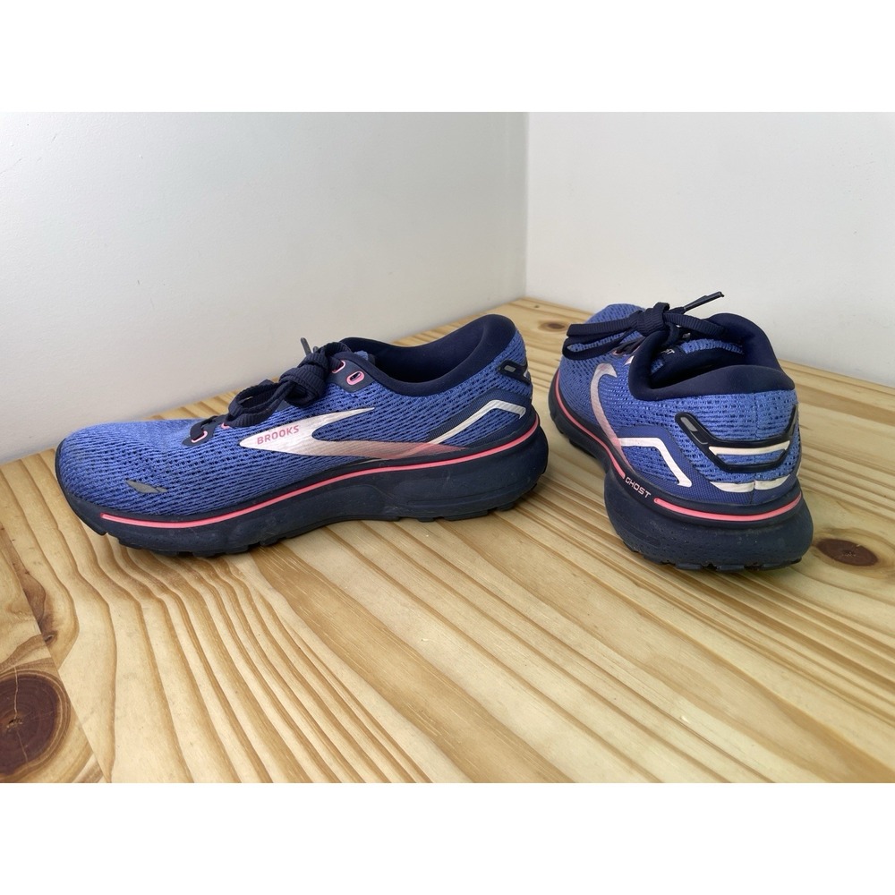 Brooks Ghost 15 1203801B469 Women's 7.5 Running Shoes Blue Peacoat Pink Sneakers - Picture 2 of 14